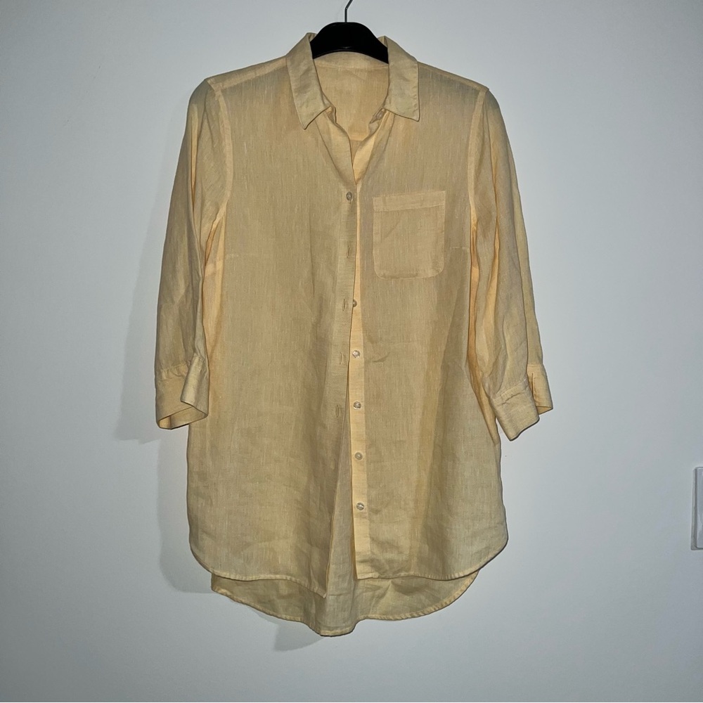 100% linen button down